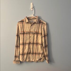 Old Navy Cream and Brown Casual Button Down Shirt